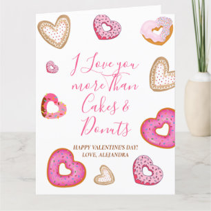 Fun Valentine love more than doughnuts illustratio Thank You Card