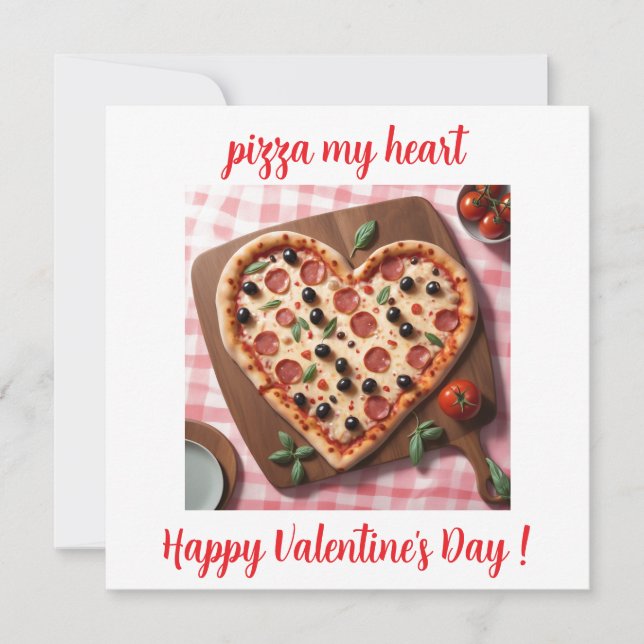 Fun Valentine Pizza Heart Italy   Holiday Card (Front)