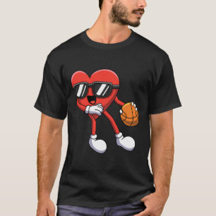 Fun Valentines Day Heart Playing Bysketbyll Boys K T-Shirt