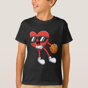 Fun Valentines Day Heart Playing Bysketbyll Boys K T-Shirt