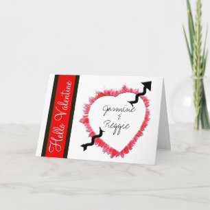 Fun Valentine's Textured Heart Outline With Arrow Holiday Card