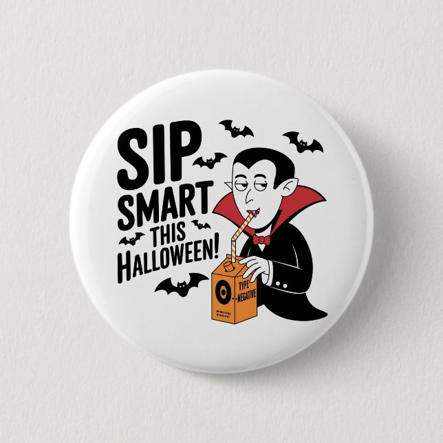 Fun Vampire-Themed Halloween Design 2 Inch Round Button (Front)