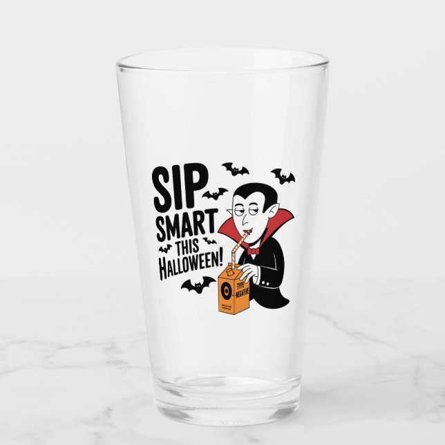 Fun Vampire-Themed Halloween Design Glass (Front)