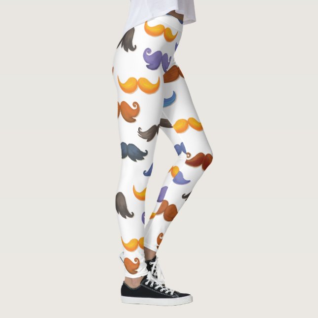 Fun various colourful moustache pattern leggings (Right)