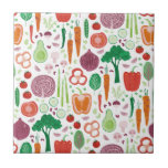 Fun Vegetable Pattern Tile<br><div class="desc">Delicious and fun healthy vegetable pattern perfect for a foodie's kitchen, a vegan, vegetarian or other catering business, cafe, restaurant, farmer, greengrocer, nutritionist, cook or chef. Original art by Nic Squirrell.</div>