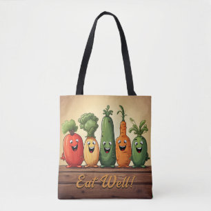 Fun Vegetables Reusable Grocery Shopping Tote