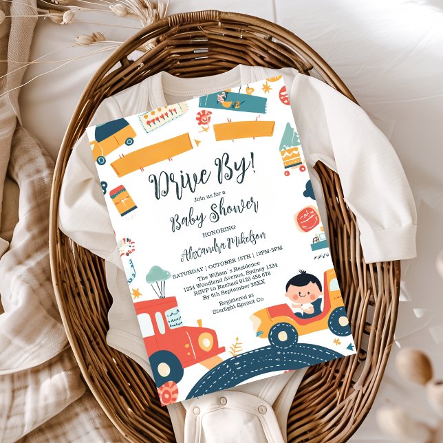 Fun Vehicle Cars Boy Baby Shower Invitation (Creator Uploaded)