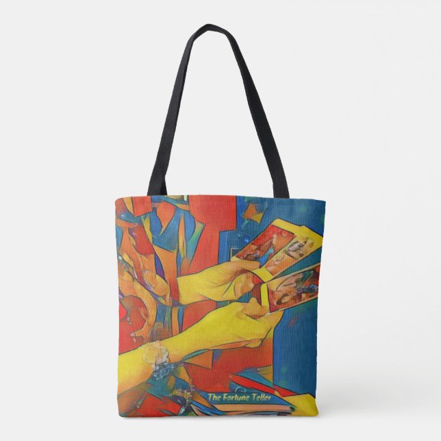 Fun Vibrant Fortune Teller Tarot Cards Tote Bag (Back)