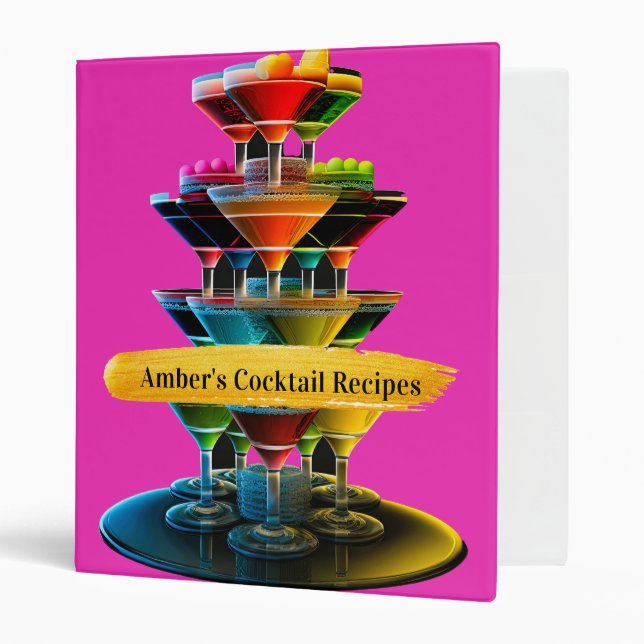 Fun Vibrant Pink Cocktail Recipe  Binder (Front/Inside)