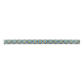 Fun Vibrant Stained Glass Christmas Tree Pattern Satin Ribbon