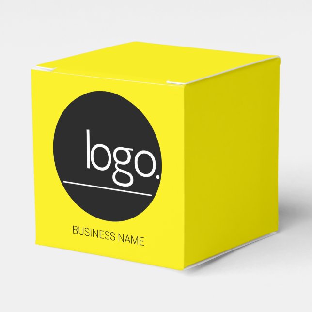 FUN VIBRANT YELLOW OWN BRAND LOGO CUSTOM PACKAGING FAVOR BOX (Front Side)