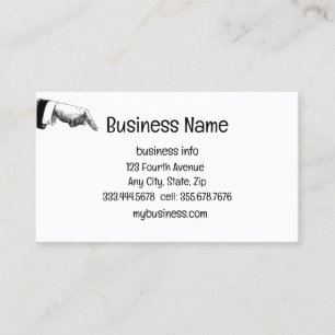 Fun Vintage Antique Hand Finger Pointing Business Card