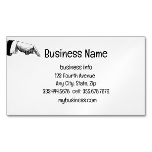 Fun Vintage Antique Hand Finger Pointing Magnetic Business Card