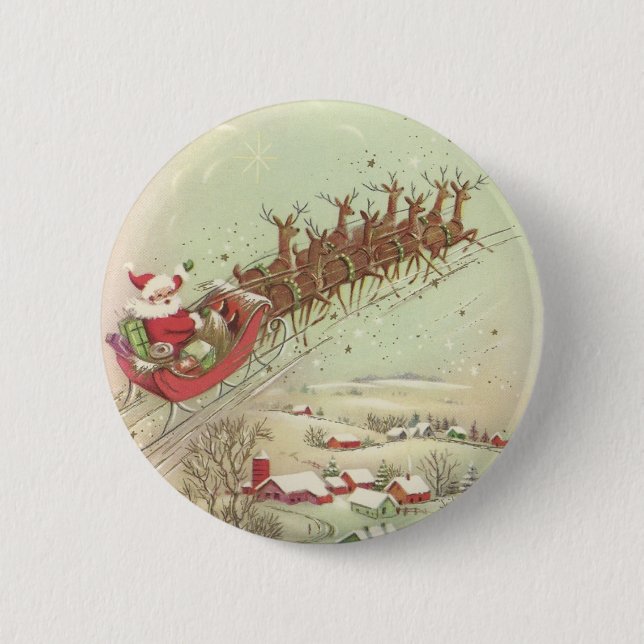 Fun Vintage Christmas Santa Button (Front)