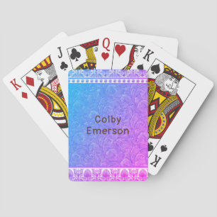Fun Vintage Classic Retro Pink Blue Personalized Playing Cards