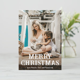 Fun Vintage Font Photo Modern Christmas Holiday Card
