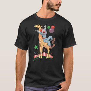 Fun Vintage Happy Jumping Clown Giraffe at Circus  T-Shirt