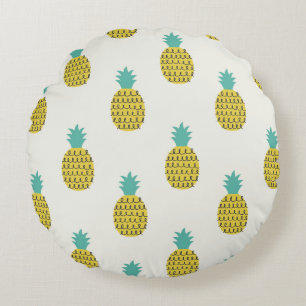 Fun Vintage Pineapple Seamless Illustration. Round Pillow