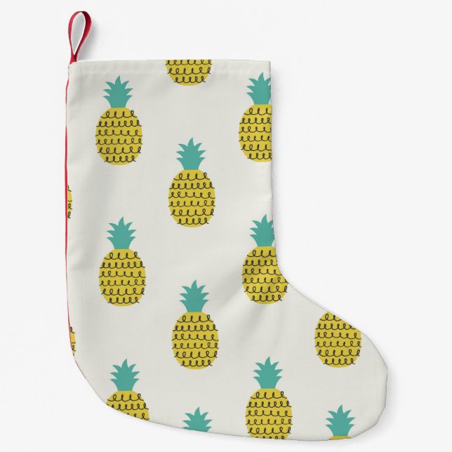 Fun Vintage Pineapple Seamless Illustration. Small Christmas Stocking (Front)