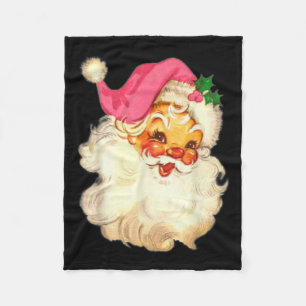 Fun Vintage Pink Santa Claus Pink Christmas Design Fleece Blanket