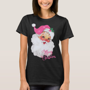 Fun Vintage Pink Santa Claus Pink Christmas Design T-Shirt