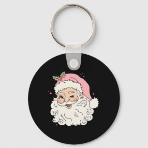 Fun Vintage Pink Santa Claus Pink Christmas Men Wo Keychain
