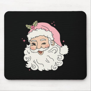 Fun Vintage Pink Santa Claus Pink Christmas Men Wo Mouse Pad