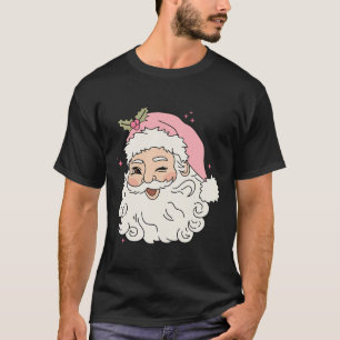 Fun Vintage Pink Santa Claus Pink Christmas Men Wo T-Shirt