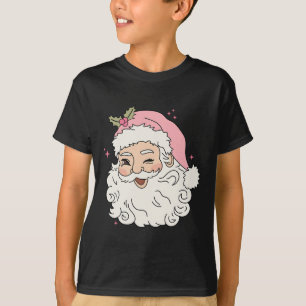 Fun Vintage Pink Santa Claus Pink Christmas Men Wo T-Shirt