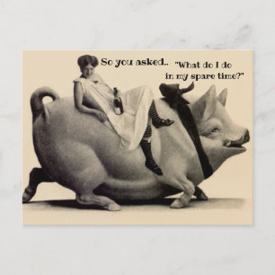 Fun Vintage Postcard what do i do in my spare time