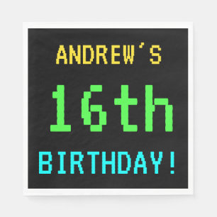 Fun Vintage/Retro Video Game Look 16th Birthday Napkin