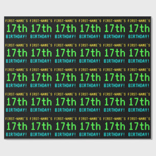 Fun Vintage/Retro Video Game Look 17th Birthday Wrapping Paper