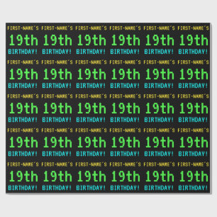 Fun Vintage/Retro Video Game Look 19th Birthday Wrapping Paper