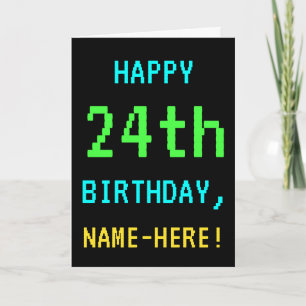 Fun Vintage/Retro Video Game Look 24th Birthday Card