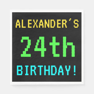 Fun Vintage/Retro Video Game Look 24th Birthday Napkin