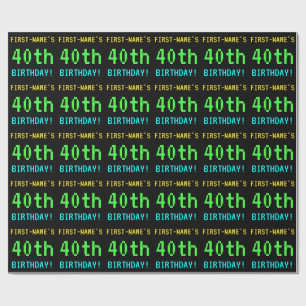 Fun Vintage/Retro Video Game Look 40th Birthday Wrapping Paper