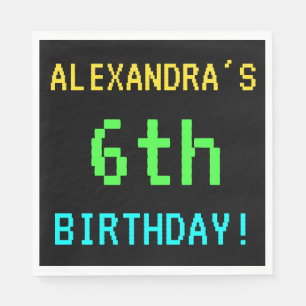 Fun Vintage/Retro Video Game Look 6th Birthday Napkin