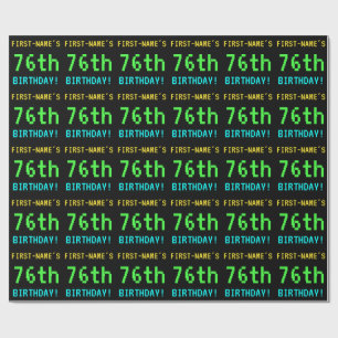 Fun Vintage/Retro Video Game Look 76th Birthday Wrapping Paper