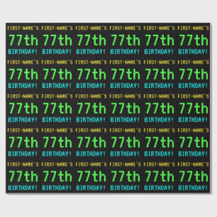 Fun Vintage/Retro Video Game Look 77th Birthday Wrapping Paper