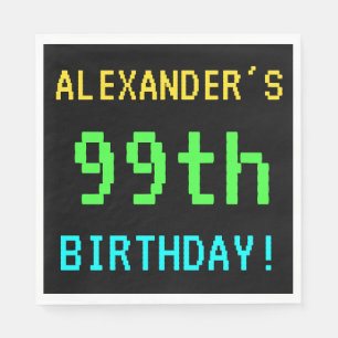 Fun Vintage/Retro Video Game Look 99th Birthday Napkin