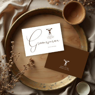 Fun Vintage Strongman Brown Groomsman Wedding  Invitation