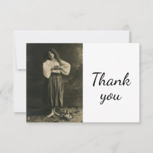 Fun Vintage Woman Hair Clothes   Thank You Card