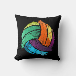 Fun Volleyball Art For Boys Girls Women Volleyball Throw Pillow