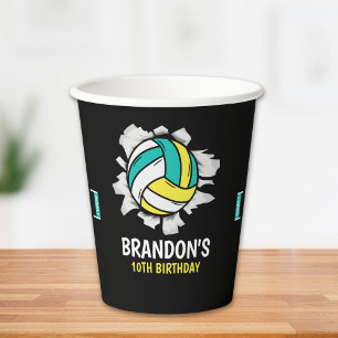 Fun Volleyball Boy Birthday Paper Cups