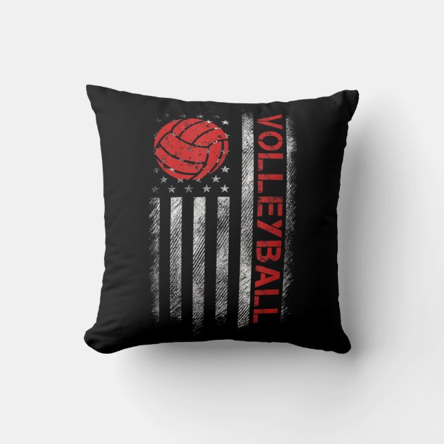 Fun Volleyball Design For Men Women USA Patriotic  Throw Pillow (Front)