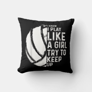 Fun Volleyball Design Girls Women Youth Teen Sport Throw Pillow