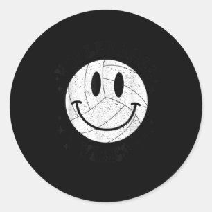 Fun Volleyball Mom Volleyball Vibes Smile Face Me Classic Round Sticker