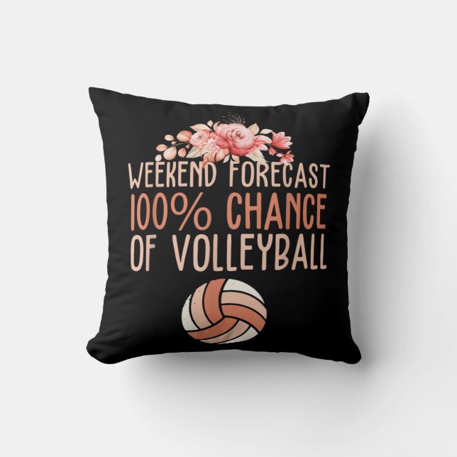 Fun Volleyball Weekend Forecast Volleyball Boho Fl Throw Pillow (Front)