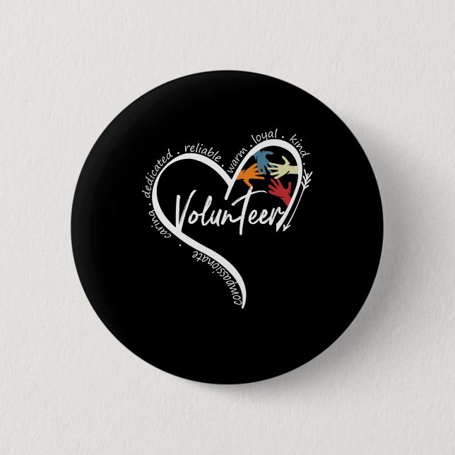 Fun Volunteer Graphic Tees Tops Back To School Art 2 Inch Round Button (Front)