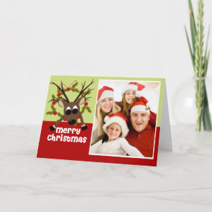 Fun Wacky Reindeer Christmas Photo Greeting Card